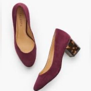 $165 Talbots ISA Tortoise Purple Suede 7M Trending Low Block Heel Quiet Luxury